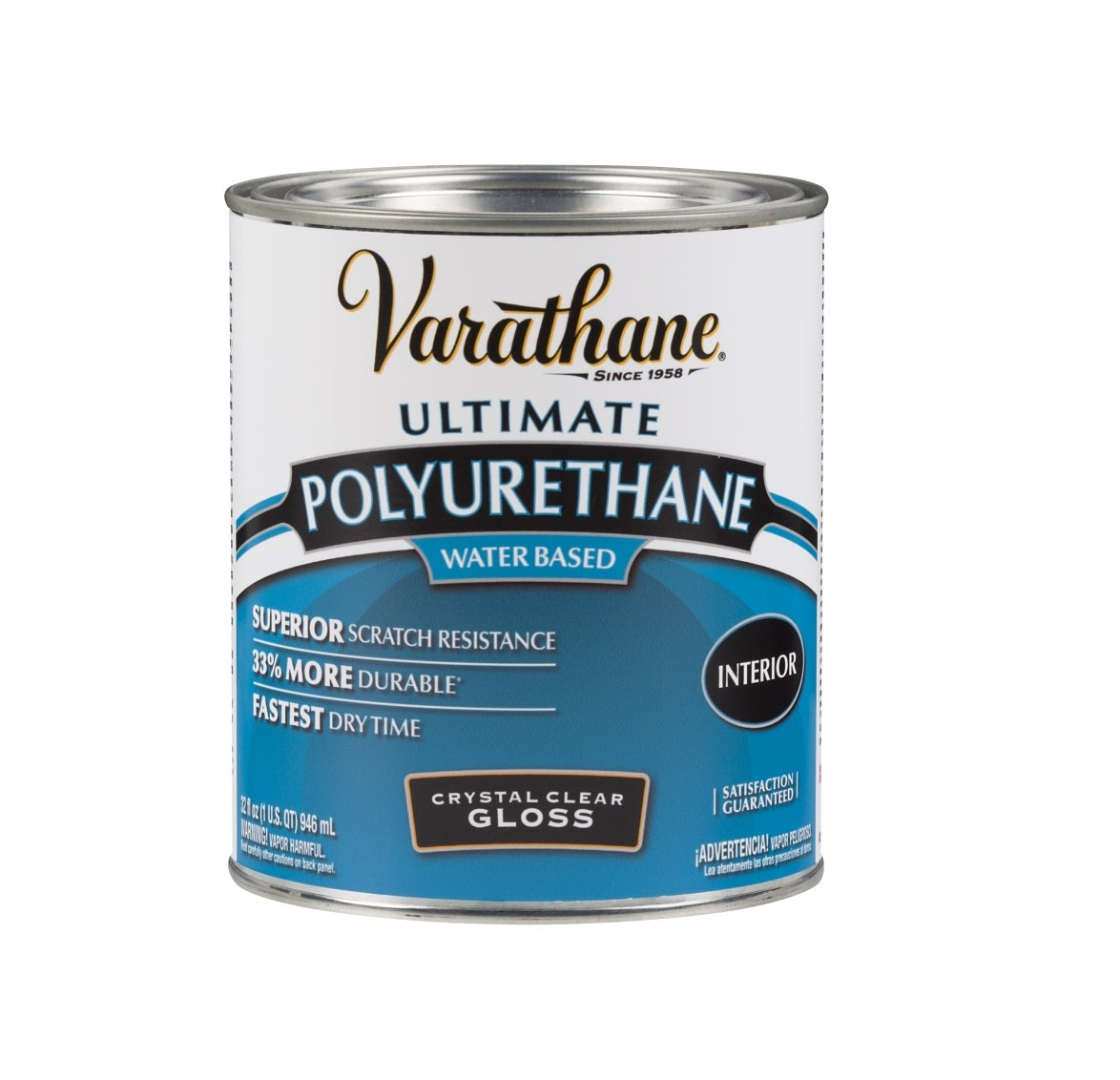 Varathane 200041H Water-Based Ultimate Polyurethane Finish, Crystal Clear, 1 Quart