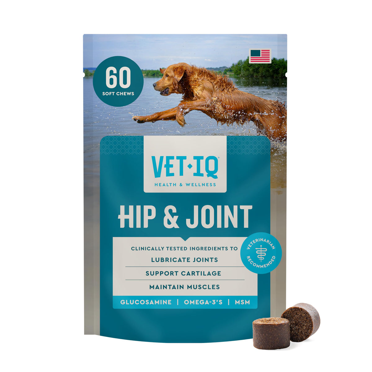 VetIQ Hip & Joint Soft Chews, Chicken, 60 Count
