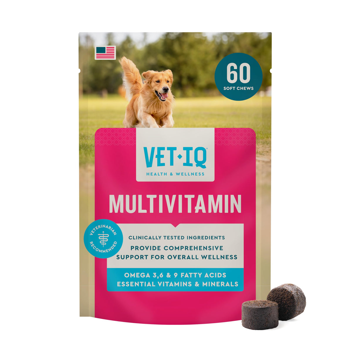 VetIQ Multivitamin Soft Chews, Hickory Smoke, 60 Count