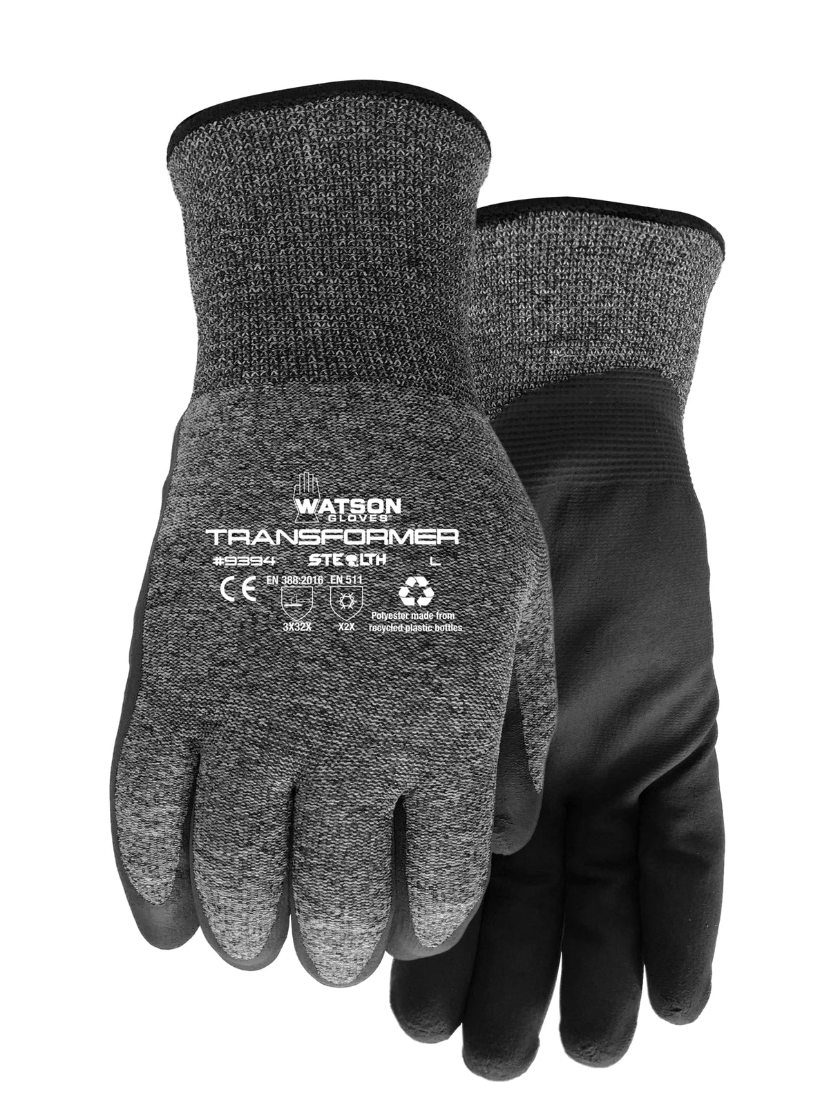 Watson Gloves Men's Stealth Transformer WasteNot Work Gloves, Large, Black