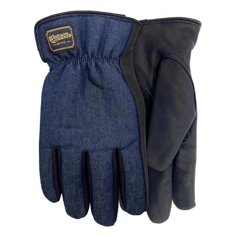 Watson Gloves Range Rider Men's Denim Goatskin Gloves, XL, Black
