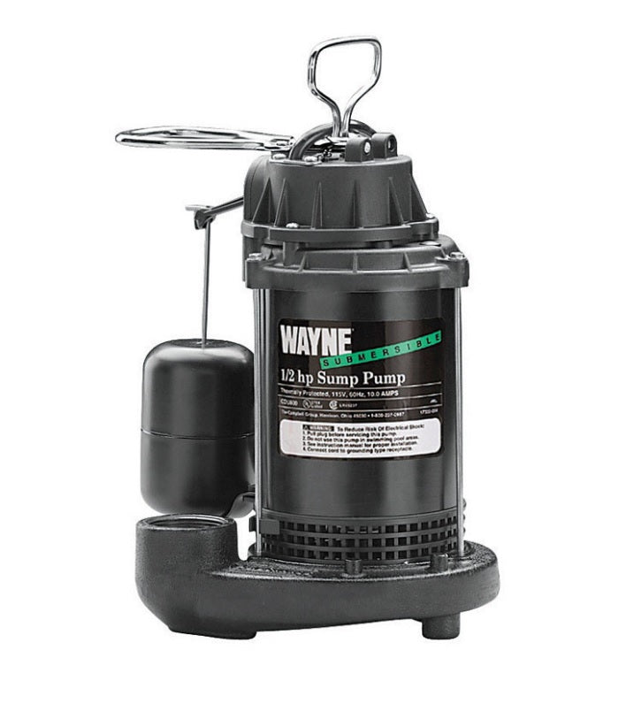 Wayne CDU-800 Submersible Sump Pump, 1/2 Hp, Cast Iron