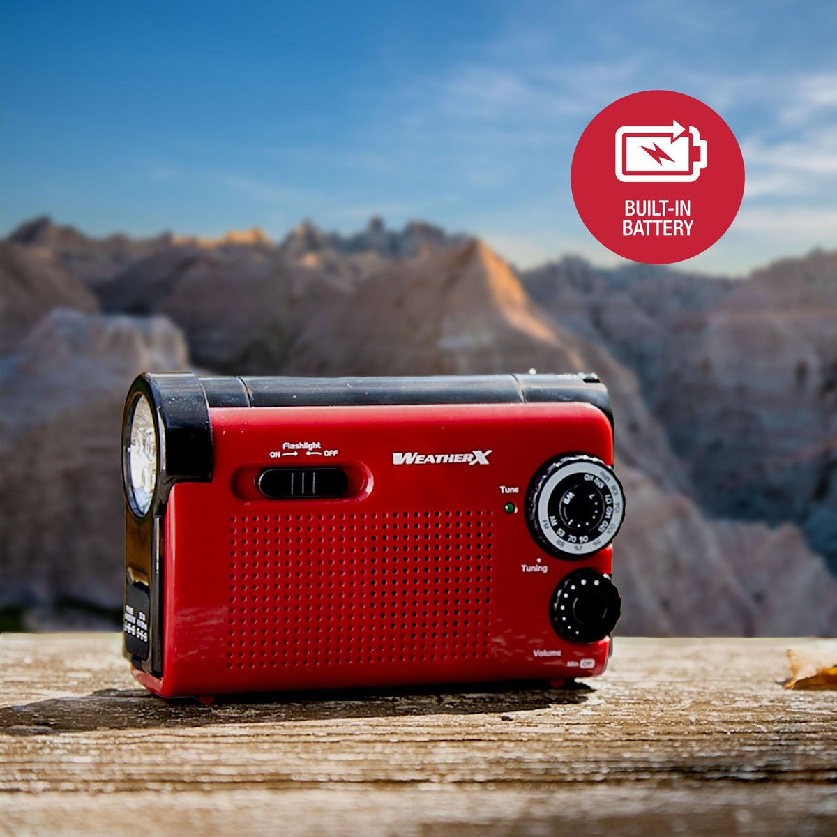WeatherX Emergency Weather Radio with LED Flashlight & Hand Crank