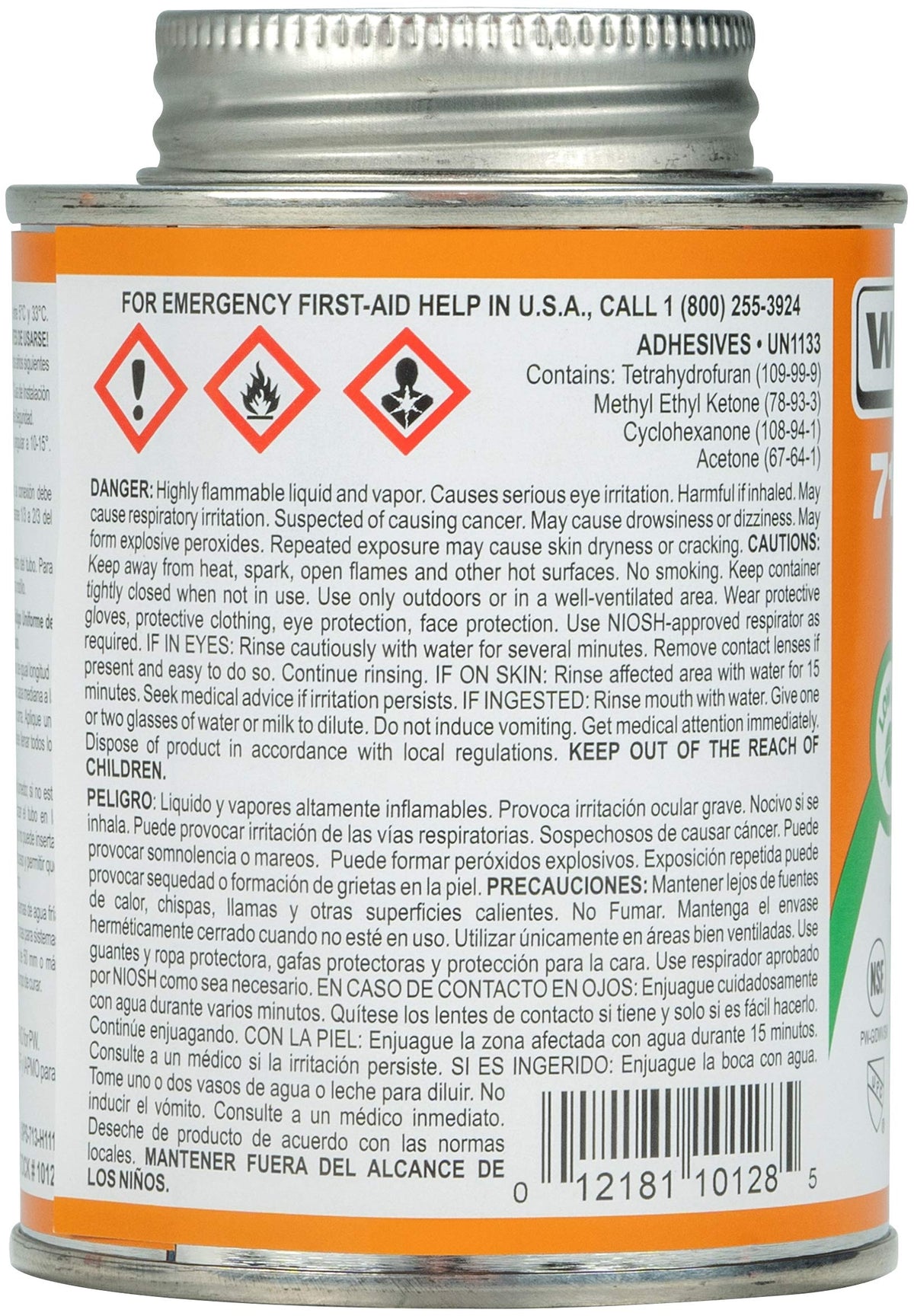 Weld-On 713 CPVC Pipe Cement, Orange, 1/2 Pint