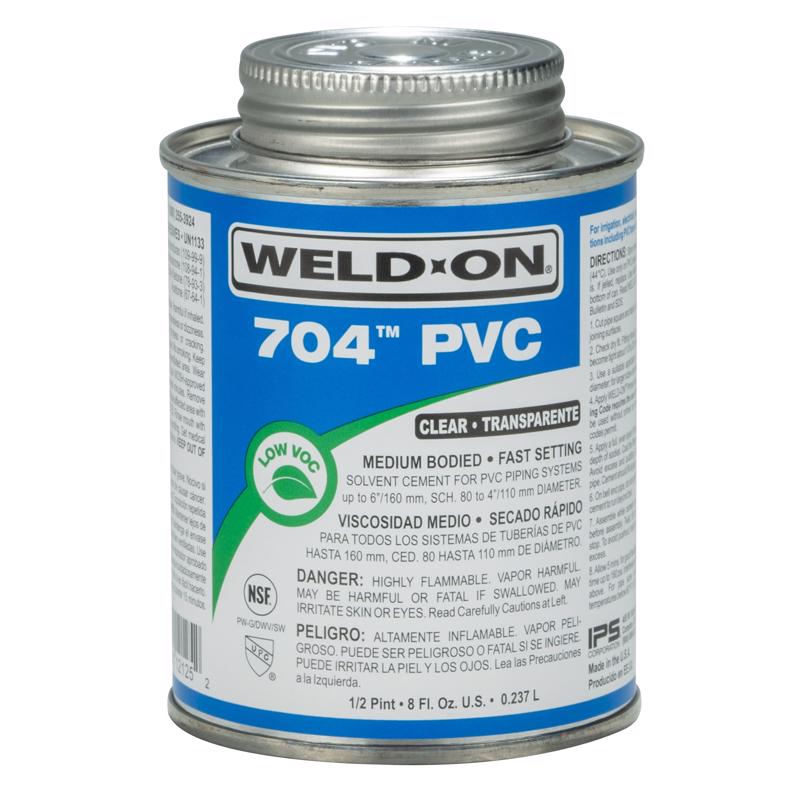 Weld-On 704 Half-Pint Clear PVC Pipe Cement