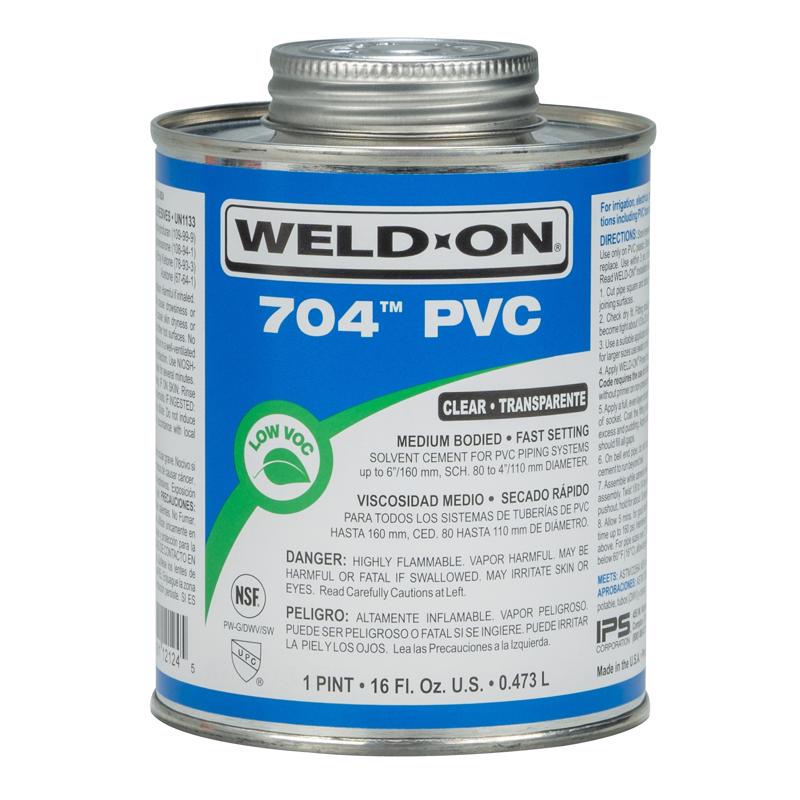 Weld-On Clear Medium Bodied PVC Pipe Cement, 16 oz.