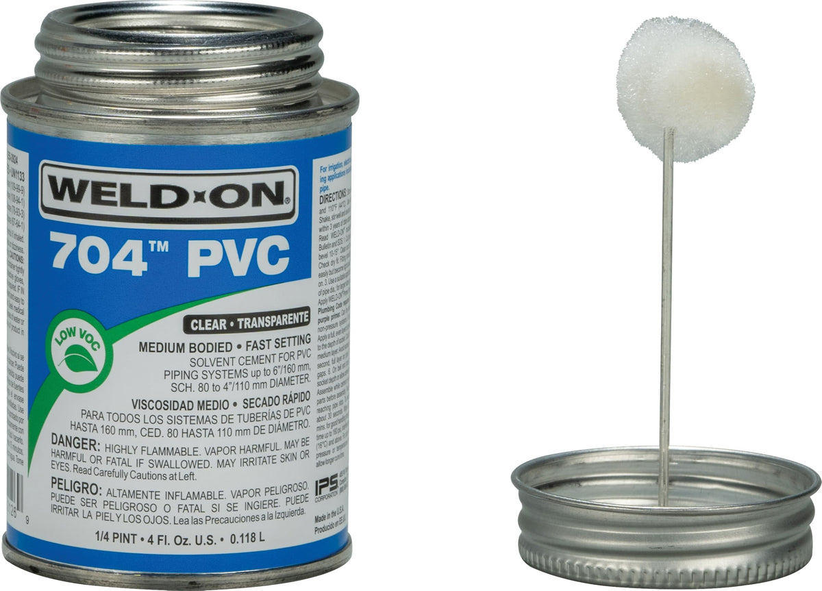Weld-On 704 Clear PVC Solvent Cement, 1/4 Pint