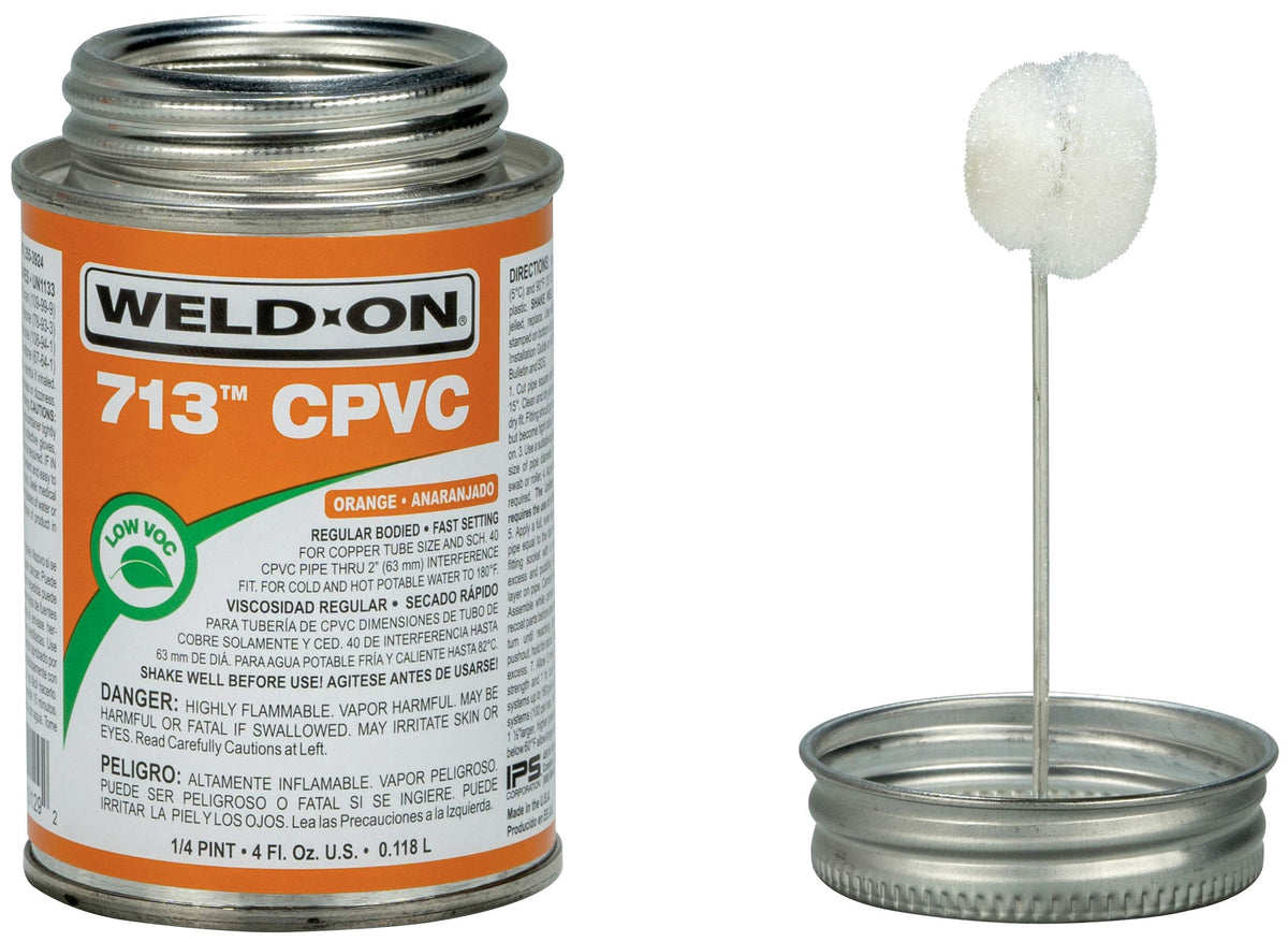 Weld-On 713 CPVC High-Strength Solvent Cement, Orange, 4 oz