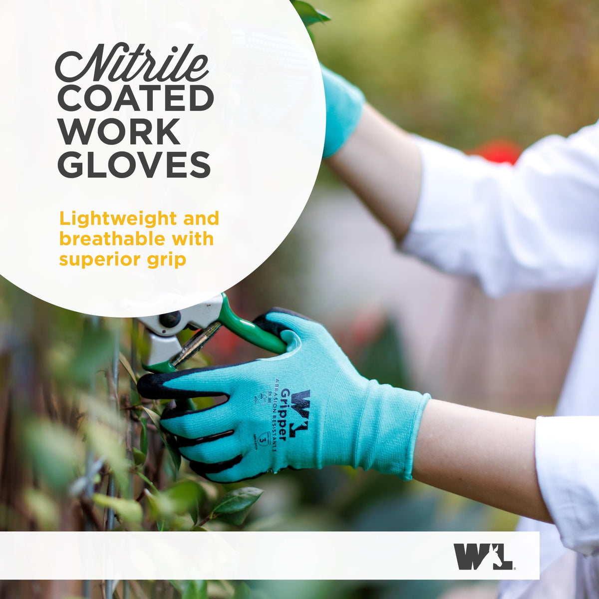 Wells Lamont Women's Gripper Nitrile Foam Coated Work Gloves with Grip Dots, Large