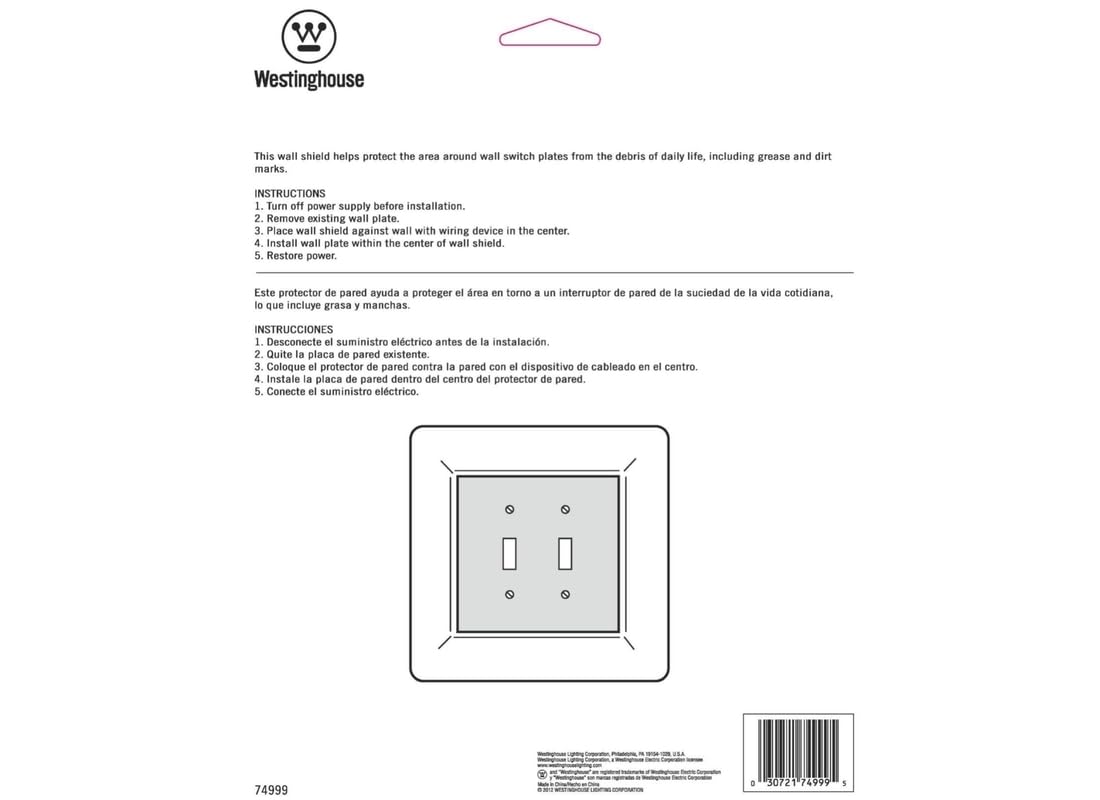 Westinghouse Double-Gang Toggle Wall Shield, Clear
