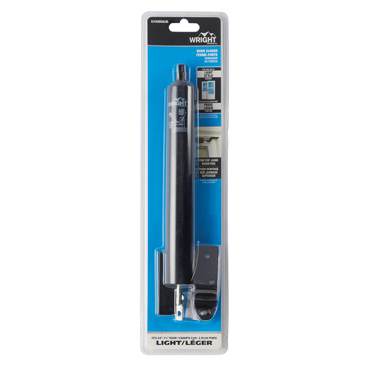 Wright Products Light Duty Pneumatic Screen Door Closer, Black