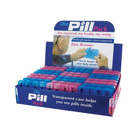 DM Merchandising PILL-PACK 7 Day Pill Box, Assorted Color