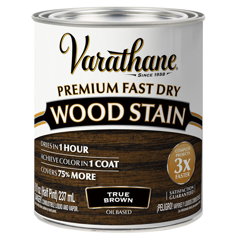 Varathane 333616 Premium Fast Dry Wood Stain, True Brown, 0.5 Pint