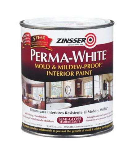 Zinsser 2754 Mildew Proof Interior Paint, White, 1 Qt