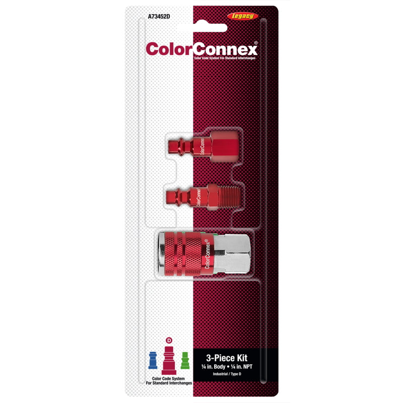Legacy A73452D ColorConnex Air Coupler and Plug Set, Red