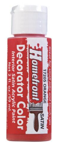 Homefront 17205N Decorator Interior Satin Acrylic Paint, Satin Orange, 2 Oz