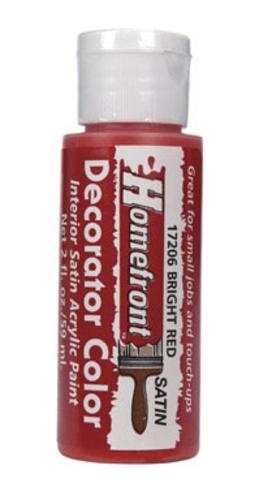 Homefront 17206N Decorator Interior Acrylic Paint, Satin Bright Red, 2 Oz