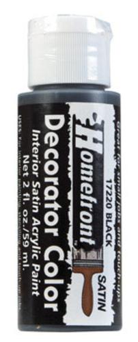 Homefront 17220N Decorator Interior Satin Acrylic Paint, Black, 2 Oz