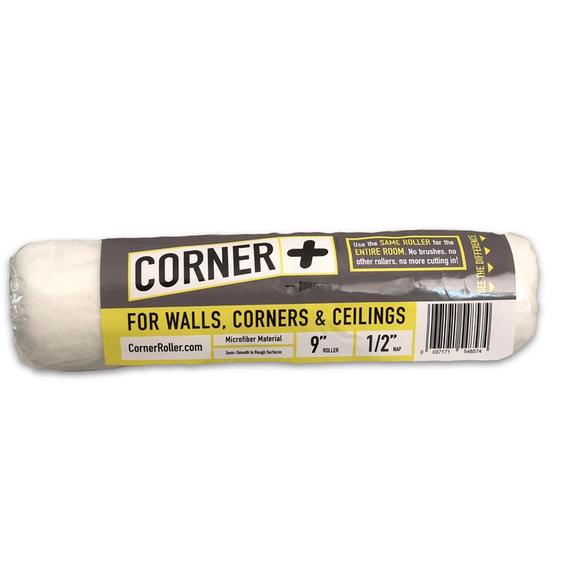 Corner + Roller 64212 Microfiber Paint Roller Cover, White, 9 inches X 1/2 inches