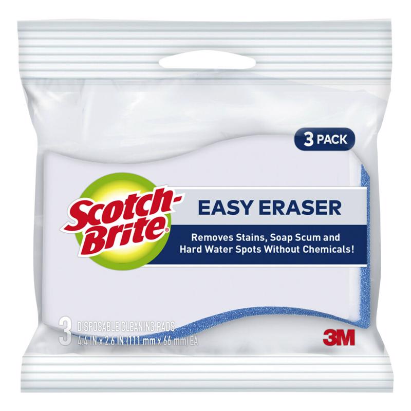 Scotch-Brite 833 Non-Scratch Eraser Sponge, Blue/White, 3 Count
