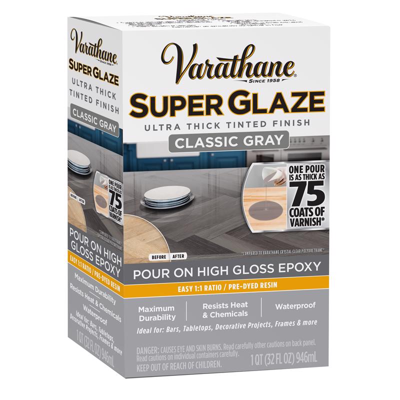 Varathane 363903 Super Glaze High-Gloss Wood Glaze, Classic Grey 1 Quart