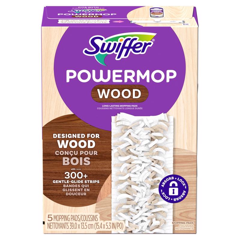 Swiffer 08190 Power Mop Wet and Dry Microfiber Mop Refill, Pack of 5