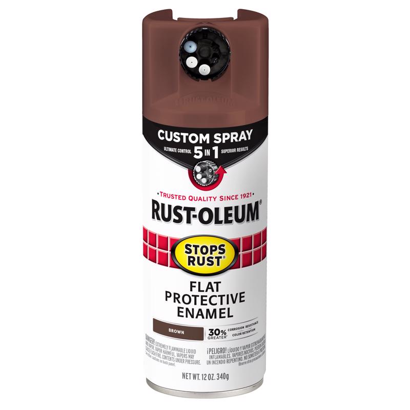 Rust-Oleum 376857 Stops Rust Flat Protective Enamel Spray, Brown, 12 oz