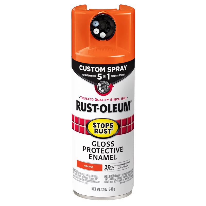 Rust-Oleum 376894 Stops Rust Gloss Protective Enamel Spray, Orange, 12 oz