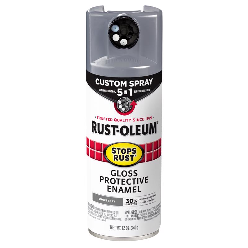 Rust-Oleum 376897 Stops Rust Gloss Protective Enamel Spray, Smoke Gray, 12 oz
