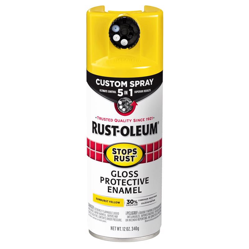 Rust-Oleum 376898 Stops Rust Gloss Protective Enamel Spray, Sunburst Yellow, 12 oz