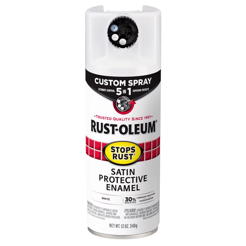 Rust-Oleum 376870 Stops Rust Satin Protective Enamel Spray, White, 12 oz