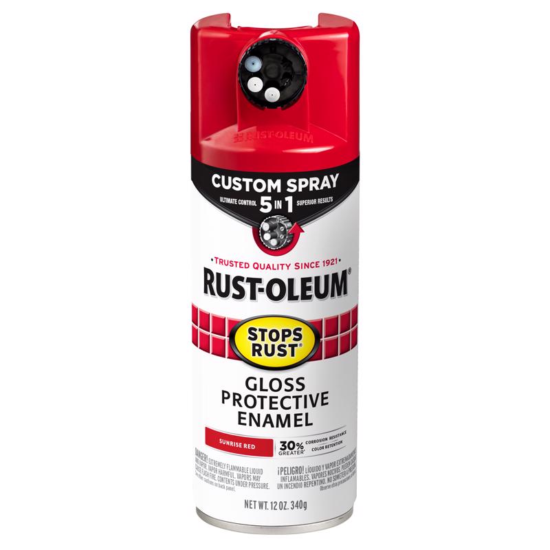 Rust-Oleum 376899 Stops Rust Gloss Protective Enamel Spray, Sunrise Red, 12 oz