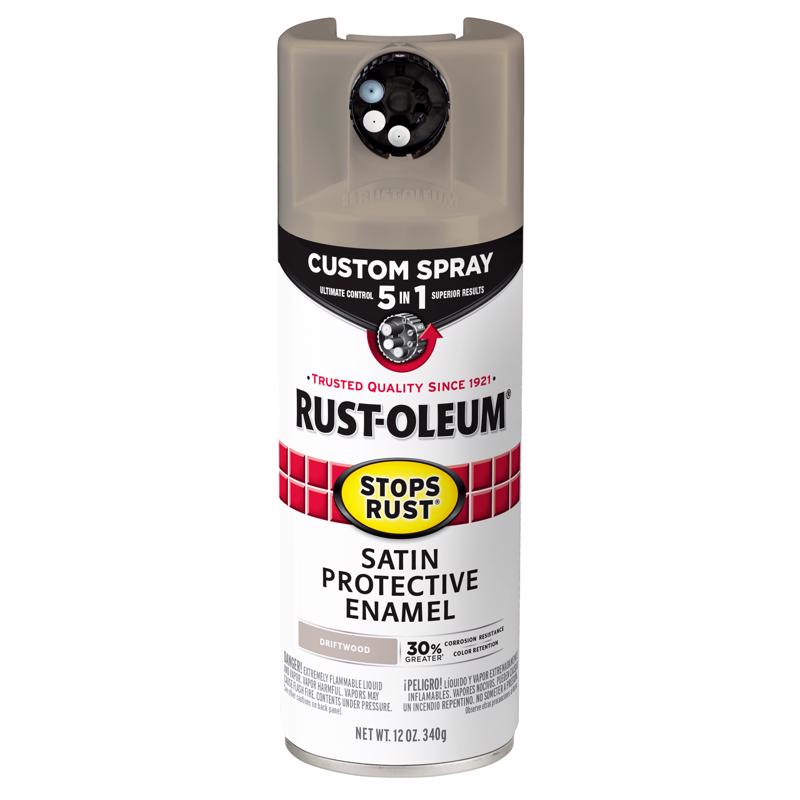 Rust-Oleum 376876 Stops Rust Satin Protective Enamel Spray, Driftwood, 12 oz