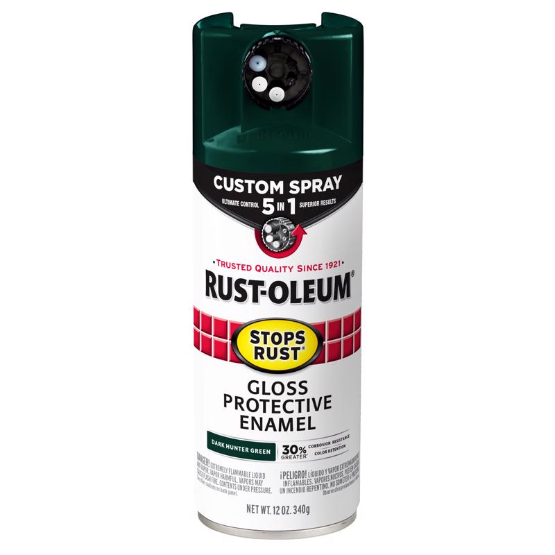 Rust-Oleum 376902 Stops Rust Gloss Protective Enamel Spray, Dark Hunter Green, 12 oz