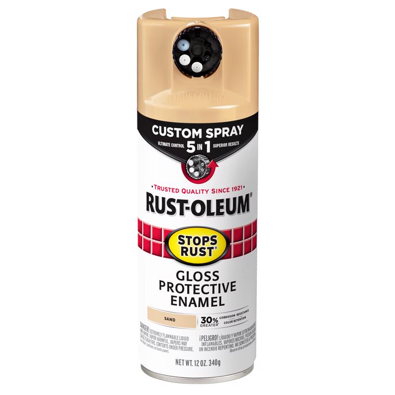 Rust-Oleum 376905 Stops Rust Gloss Protective Enamel Spray, Sand, 12 oz