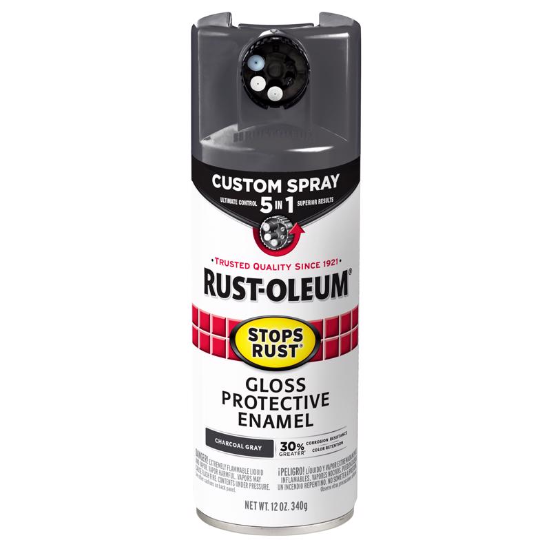 Rust-Oleum 376888 Stops Rust Gloss Protective Enamel Spray, Charcoal Gray, 12 oz