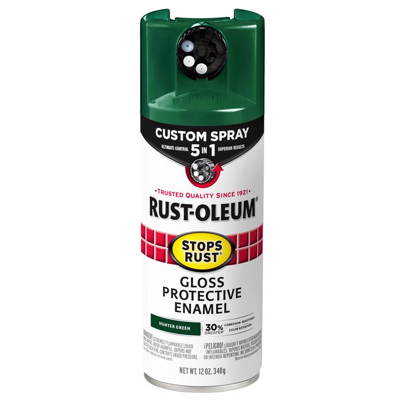 Rust-Oleum 376891 Stops Rust Gloss Protective Enamel Spray, Hunter Green, 12 oz