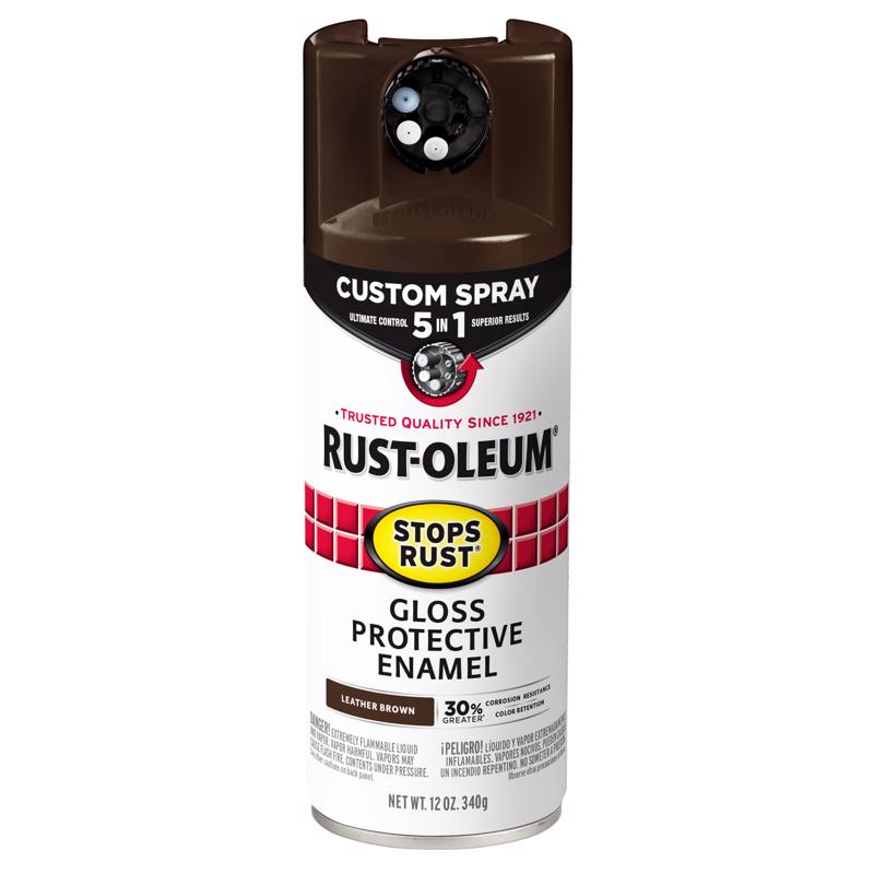 Rust-Oleum 376892 Stops Rust Gloss Protective Enamel Spray, Leather Brown, 12 oz