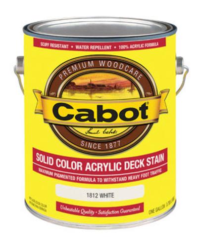 Cabot 01-1812 Solid Color Acrylic Decking Stain, 1 Gallon, White