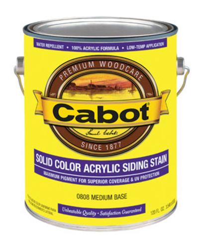 Cabot 01-0808 Solid Color Acrylic Siding Stain, Medium Base, 1 Gallon