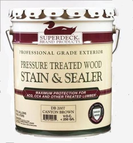 Superdeck DB-2007-5 Pressure Treated Wood Stain & Sealer, Brown, 5 Gal