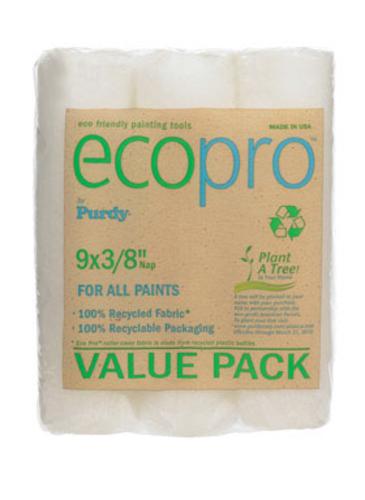 Purdy 140872000 EcoPro Roller Cover With .38" Nap, 9" x 3/8" Nap, 3-Pack