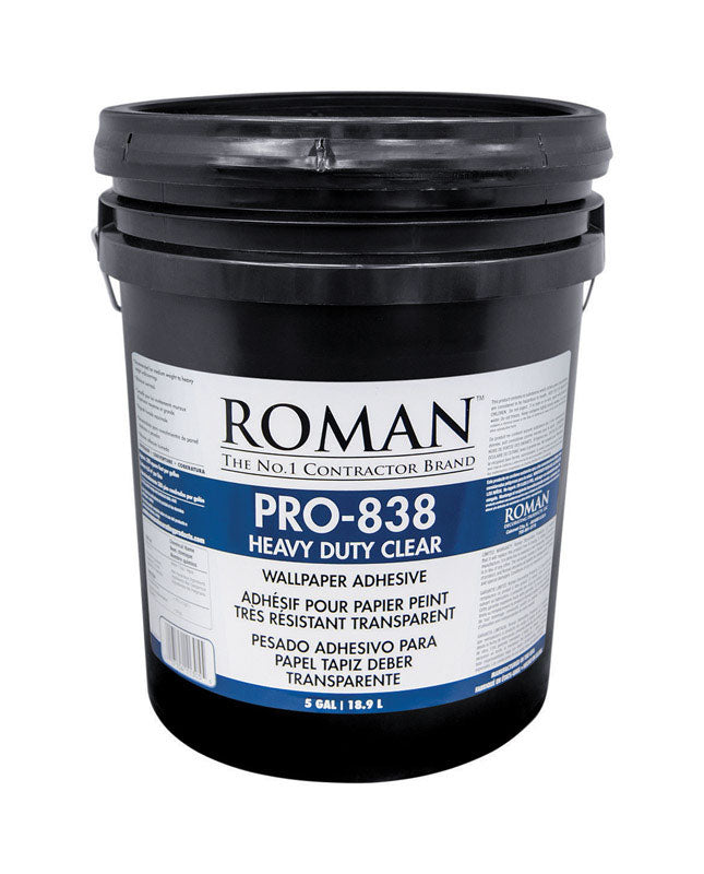 Roman 11305 PRO-838 Heavy Duty Clear Wall Covering Adhesive, 5 Gallon