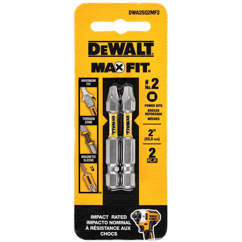 DeWalt DWA2SQ2MF2 Max Fit Square Screwdriver Bit Set, #2 x 2 Inch