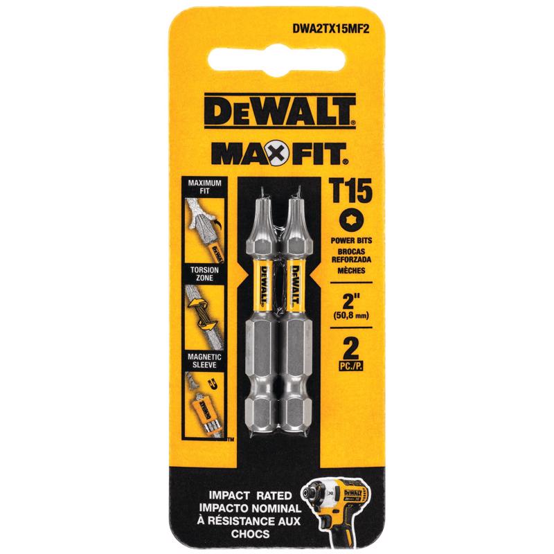 DeWalt DWA2TX15MF2 Max Fit Torx Screwdriver Bit Set, #15 x 2 Inch