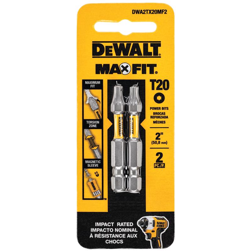 DeWalt DWA2TX20MF2 Max Fit Torx Screwdriver Bit Set, #20 x 2 Inch