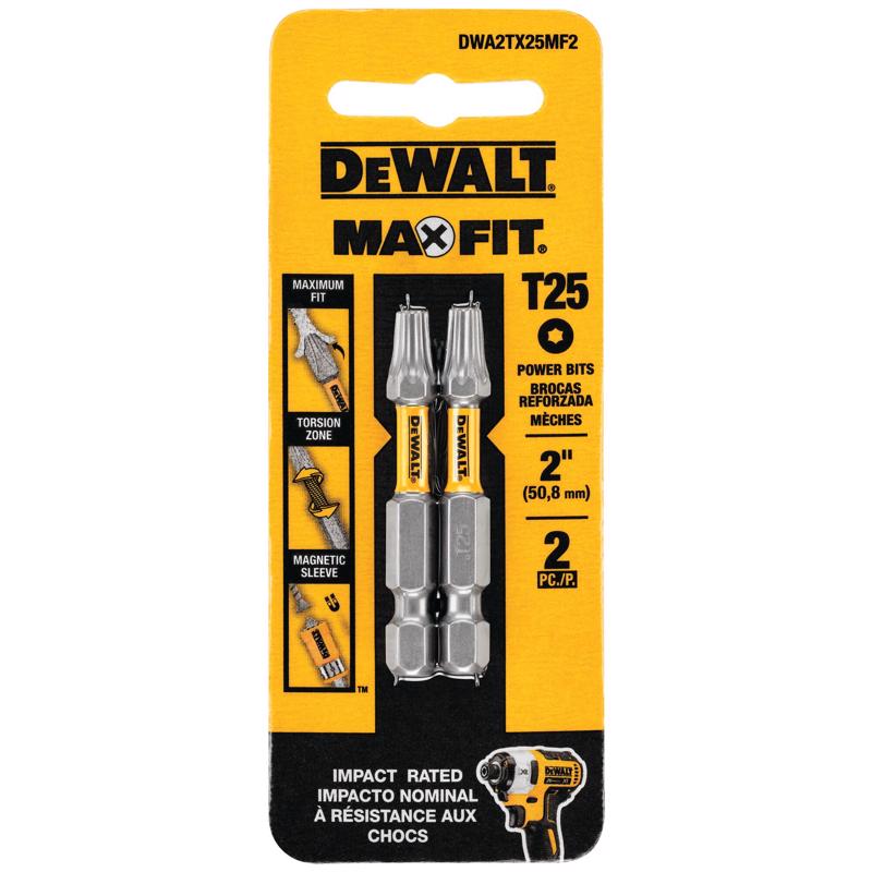 DeWalt DWA2TX25MF2 Max Fit Torx Screwdriver Bit Set, #25 x 2 Inch