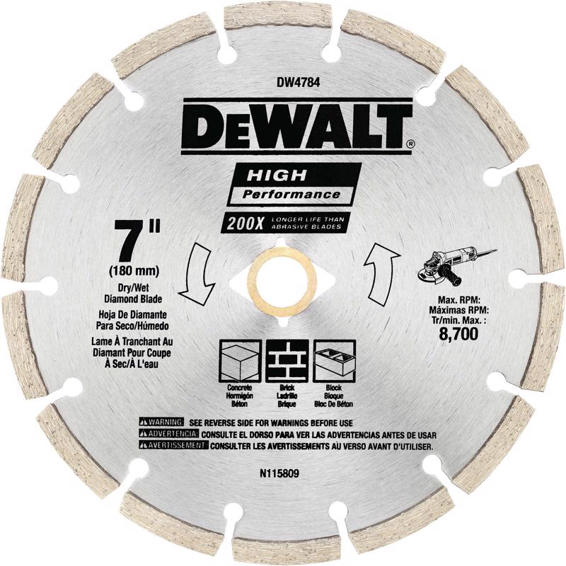 DeWalt DW4784 HP Segmented Rim Diamond Saw Blade, 7 Inch