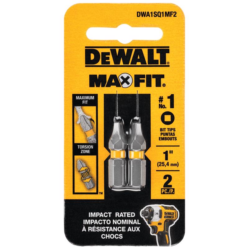 DeWalt DWA1SQ1MF2 Max Fit Square Screwdriver Bit Set, #1 x 1 Inch