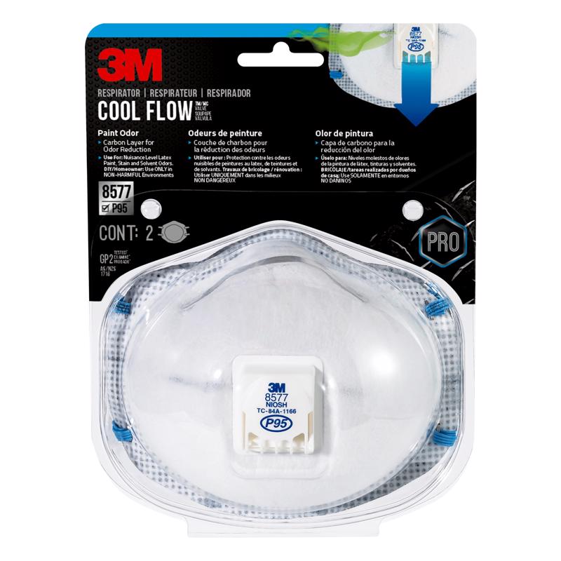 3M 8577P2-DC-PS Cool Flow P95 Paint Odor Respirator, White